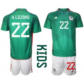 Mexiko Hirving Lozano #22 Domácí dres komplet pro Děti MS 2022 Krátkým Rukávem (+ Krátké kalhoty)