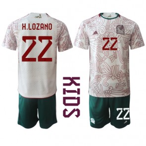 Mexiko Hirving Lozano #22 Venkovní dres komplet pro Děti MS 2022 Krátkým Rukávem (+ Krátké kalhoty)