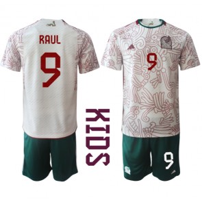 Mexiko Raul Jimenez #9 Venkovní dres komplet pro Děti MS 2022 Krátkým Rukávem (+ Krátké kalhoty)