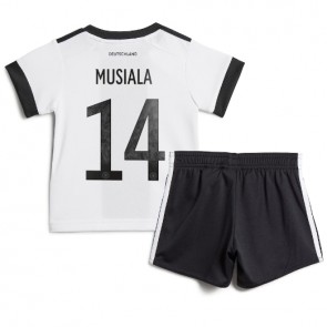 Německo Jamal Musiala #14 Domácí dres komplet pro Děti MS 2022 Krátkým Rukávem (+ Krátké kalhoty)
