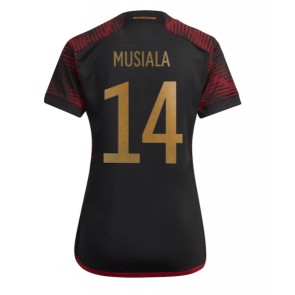 Německo Jamal Musiala #14 Venkovní Dres pro Dámy MS 2022 Krátkým Rukávem