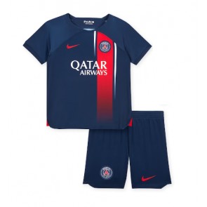 Paris Saint-Germain Domácí dres komplet pro Děti 2023-24 Krátkým Rukávem (+ Krátké kalhoty)