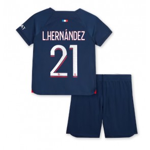 Paris Saint-Germain Lucas Hernandez #21 Domácí dres komplet pro Děti 2023-24 Krátkým Rukávem (+ Krátké kalhoty)