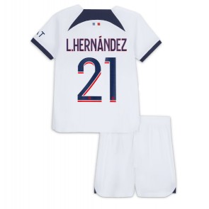 Paris Saint-Germain Lucas Hernandez #21 Venkovní dres komplet pro Děti 2023-24 Krátkým Rukávem (+ Krátké kalhoty)
