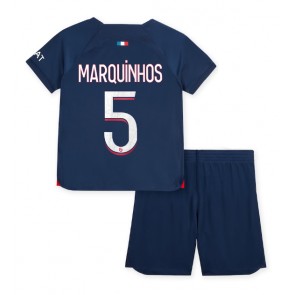 Paris Saint-Germain Marquinhos #5 Domácí dres komplet pro Děti 2023-24 Krátkým Rukávem (+ Krátké kalhoty)