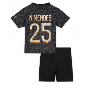 Paris Saint-Germain Nuno Mendes #25 Alternativní dres komplet pro Děti 2023-24 Krátkým Rukávem (+ Krátké kalhoty)