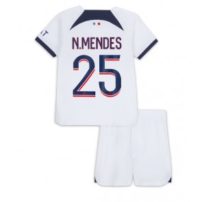 Paris Saint-Germain Nuno Mendes #25 Venkovní dres komplet pro Děti 2023-24 Krátkým Rukávem (+ Krátké kalhoty)