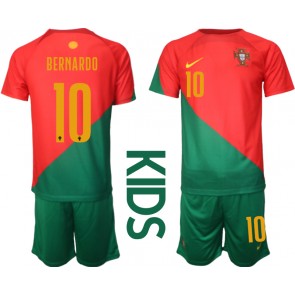 Portugalsko Bernardo Silva #10 Domácí dres komplet pro Děti MS 2022 Krátkým Rukávem (+ Krátké kalhoty)