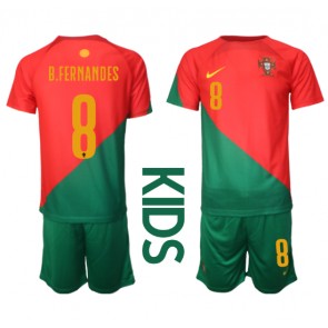 Portugalsko Bruno Fernandes #8 Domácí dres komplet pro Děti MS 2022 Krátkým Rukávem (+ Krátké kalhoty)