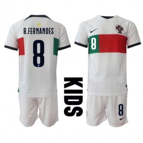 Portugalsko Bruno Fernandes #8 Venkovní dres komplet pro Děti MS 2022 Krátkým Rukávem (+ Krátké kalhoty)