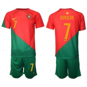 Portugalsko Cristiano Ronaldo #7 Domácí dres komplet pro Děti MS 2022 Krátkým Rukávem (+ Krátké kalhoty)