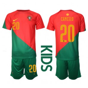 Portugalsko Joao Cancelo #20 Domácí dres komplet pro Děti MS 2022 Krátkým Rukávem (+ Krátké kalhoty)