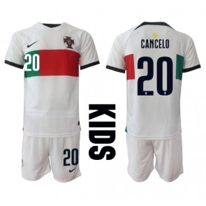 Portugalsko Joao Cancelo #20 Venkovní dres komplet pro Děti MS 2022 Krátkým Rukávem (+ Krátké kalhoty)