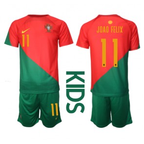 Portugalsko Joao Felix #11 Domácí dres komplet pro Děti MS 2022 Krátkým Rukávem (+ Krátké kalhoty)