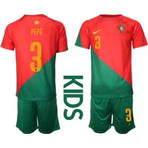 Portugalsko Pepe #3 Domácí dres komplet pro Děti MS 2022 Krátkým Rukávem (+ Krátké kalhoty)