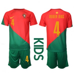 Portugalsko Ruben Dias #4 Domácí dres komplet pro Děti MS 2022 Krátkým Rukávem (+ Krátké kalhoty)