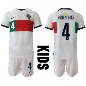 Portugalsko Ruben Dias #4 Venkovní dres komplet pro Děti MS 2022 Krátkým Rukávem (+ Krátké kalhoty)