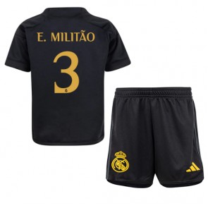Real Madrid Eder Militao #3 Alternativní dres komplet pro Děti 2023-24 Krátkým Rukávem (+ Krátké kalhoty)