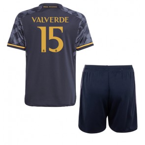 Real Madrid Federico Valverde #15 Venkovní dres komplet pro Děti 2023-24 Krátkým Rukávem (+ Krátké kalhoty)