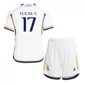 Real Madrid Lucas Vazquez #17 Domácí dres komplet pro Děti 2023-24 Krátkým Rukávem (+ Krátké kalhoty)