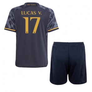 Real Madrid Lucas Vazquez #17 Venkovní dres komplet pro Děti 2023-24 Krátkým Rukávem (+ Krátké kalhoty)