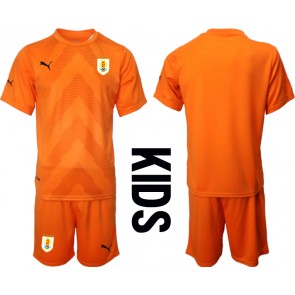Uruguay Brankář Venkovní dres komplet pro Děti MS 2022 Krátkým Rukávem (+ Krátké kalhoty)