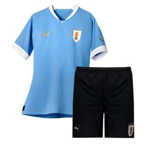 Uruguay Domácí dres komplet pro Děti MS 2022 Krátkým Rukávem (+ Krátké kalhoty)