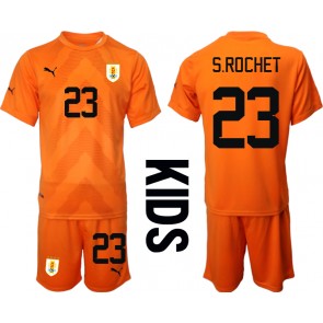 Uruguay Sergio Rochet #23 Brankář Venkovní dres komplet pro Děti MS 2022 Krátkým Rukávem (+ Krátké kalhoty)