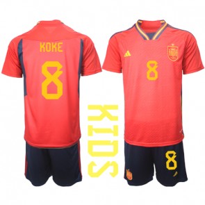 Španělsko Koke #8 Domácí dres komplet pro Děti MS 2022 Krátkým Rukávem (+ Krátké kalhoty)
