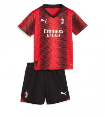 AC Milan Domácí dres komplet pro Děti 2023-24 Krátkým Rukávem (+ Krátké kalhoty)