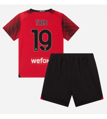 AC Milan Theo Hernandez #19 Domácí dres komplet pro Děti 2023-24 Krátkým Rukávem (+ Krátké kalhoty)