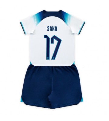 Anglie Bukayo Saka #17 Domácí dres komplet pro Děti MS 2022 Krátkým Rukávem (+ Krátké kalhoty)