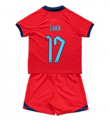 Anglie Bukayo Saka #17 Venkovní dres komplet pro Děti MS 2022 Krátkým Rukávem (+ Krátké kalhoty)