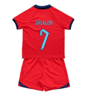 Anglie Jack Grealish #7 Venkovní dres komplet pro Děti MS 2022 Krátkým Rukávem (+ Krátké kalhoty)