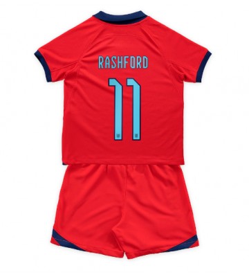 Anglie Marcus Rashford #11 Venkovní dres komplet pro Děti MS 2022 Krátkým Rukávem (+ Krátké kalhoty)