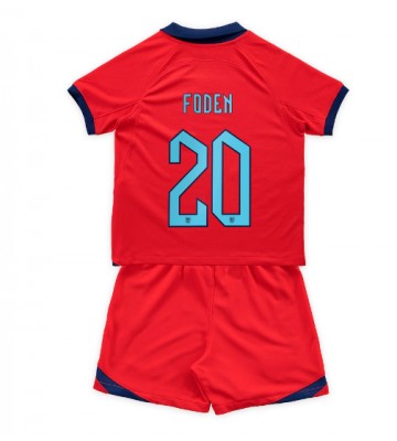 Anglie Phil Foden #20 Venkovní dres komplet pro Děti MS 2022 Krátkým Rukávem (+ Krátké kalhoty)