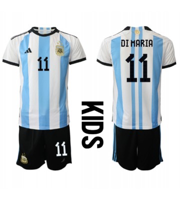 Argentina Angel Di Maria #11 Domácí dres komplet pro Děti MS 2022 Krátkým Rukávem (+ Krátké kalhoty)