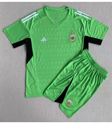 Argentina Brankář Domácí dres komplet pro Děti MS 2022 Krátkým Rukávem (+ Krátké kalhoty)