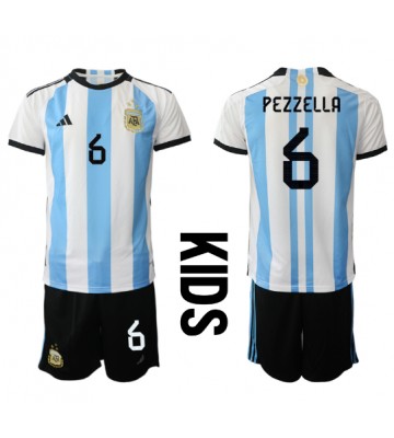 Argentina German Pezzella #6 Domácí dres komplet pro Děti MS 2022 Krátkým Rukávem (+ Krátké kalhoty)