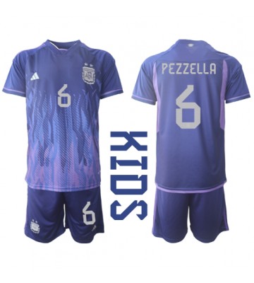 Argentina German Pezzella #6 Venkovní dres komplet pro Děti MS 2022 Krátkým Rukávem (+ Krátké kalhoty)