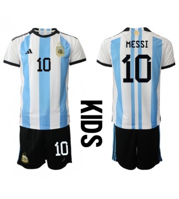 Argentina Lionel Messi #10 Domácí dres komplet pro Děti MS 2022 Krátkým Rukávem (+ Krátké kalhoty)