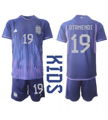 Argentina Nicolas Otamendi #19 Venkovní dres komplet pro Děti MS 2022 Krátkým Rukávem (+ Krátké kalhoty)
