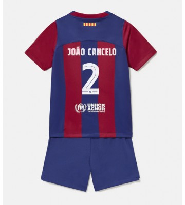 Barcelona Joao Cancelo #2 Domácí dres komplet pro Děti 2023-24 Krátkým Rukávem (+ Krátké kalhoty)