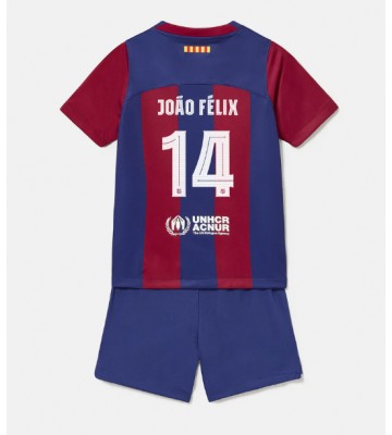 Barcelona Joao Felix #14 Domácí dres komplet pro Děti 2023-24 Krátkým Rukávem (+ Krátké kalhoty)