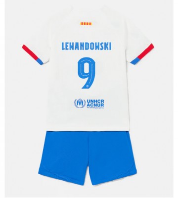 Barcelona Robert Lewandowski #9 Venkovní dres komplet pro Děti 2023-24 Krátkým Rukávem (+ Krátké kalhoty)