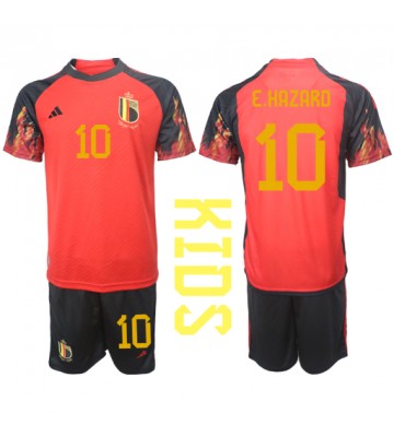 Belgie Eden Hazard #10 Domácí dres komplet pro Děti MS 2022 Krátkým Rukávem (+ Krátké kalhoty)