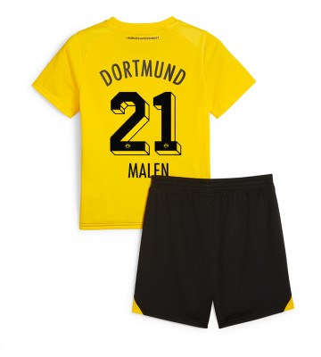 Borussia Dortmund Donyell Malen #21 Domácí dres komplet pro Děti 2023-24 Krátkým Rukávem (+ Krátké kalhoty)