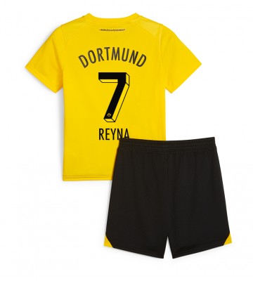 Borussia Dortmund Giovanni Reyna #7 Domácí dres komplet pro Děti 2023-24 Krátkým Rukávem (+ Krátké kalhoty)