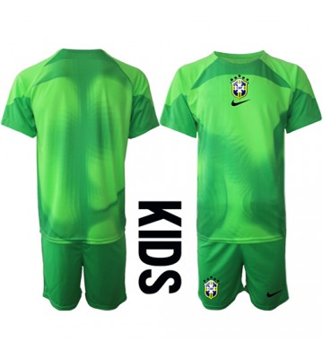 Brazílie Brankář Venkovní dres komplet pro Děti MS 2022 Krátkým Rukávem (+ Krátké kalhoty)
