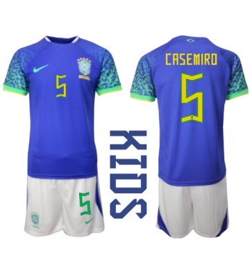 Brazílie Casemiro #5 Venkovní dres komplet pro Děti MS 2022 Krátkým Rukávem (+ Krátké kalhoty)